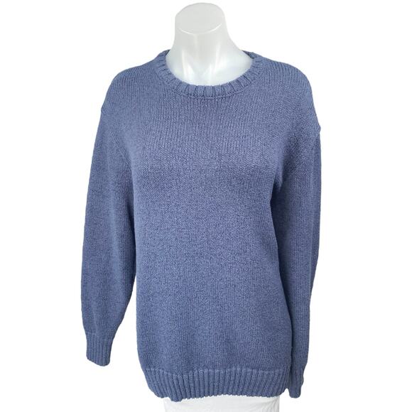 Rumored Women's Blue Knit Long Sleeve Crew Neck Pullover Sweater Top Size M/L - Picture 1 of 4